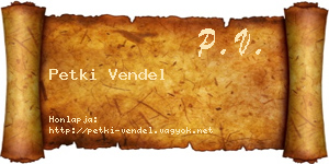 Petki Vendel névjegykártya